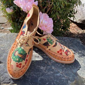 Leather/Canvas Mexican Artisanal Shoes (8 - 8.5)